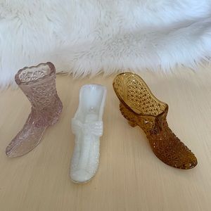 Trio of Vintage Glass Shoes